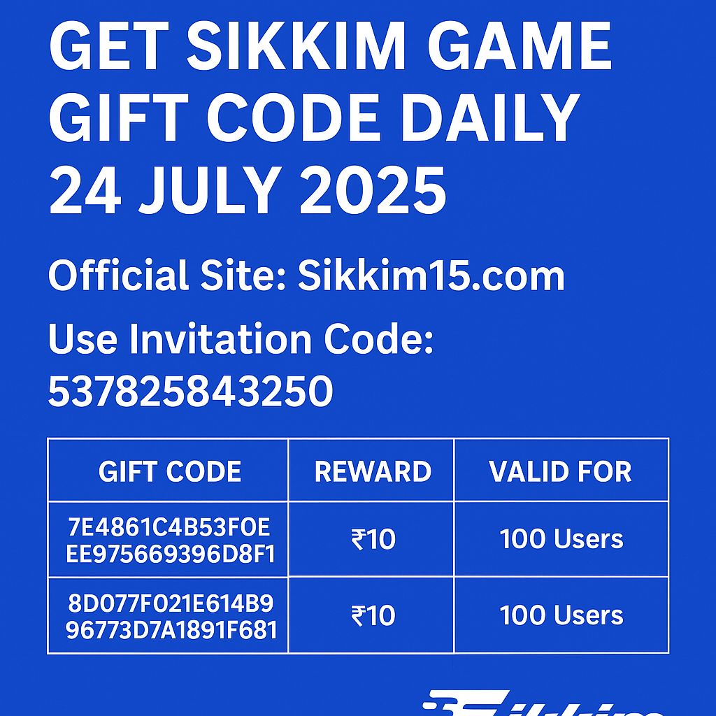 Get Sikkim Game Gift Code Daily | 24 July 2025